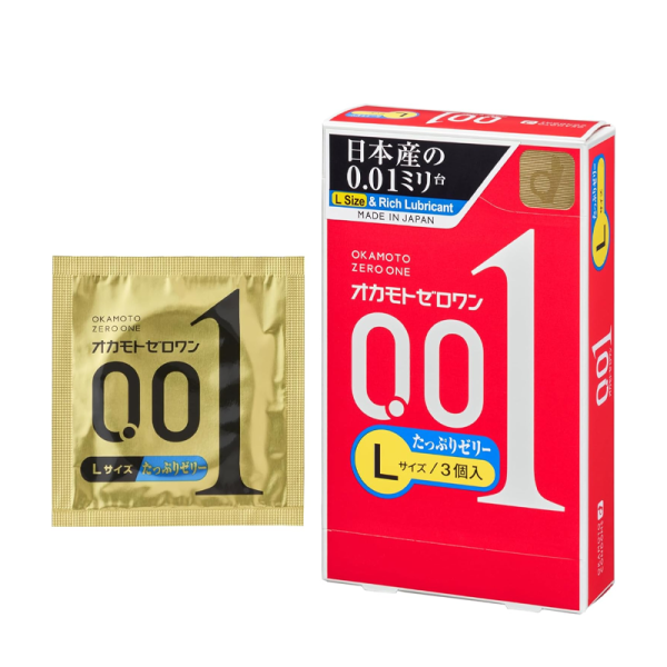 OKAMOTO Zero One 0.01 Large Condoms Well-Lubricated 3pcs