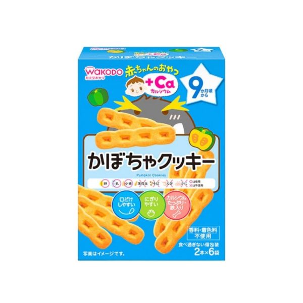 WAKODO Baby Pumpkin Teething Biscuits High Calcium Snack 9 months+ 6 Packs