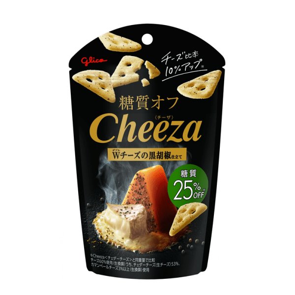 Glico Cheeza 25% Reduced Carbs Black Pepper Double Cheese Crackers 40g