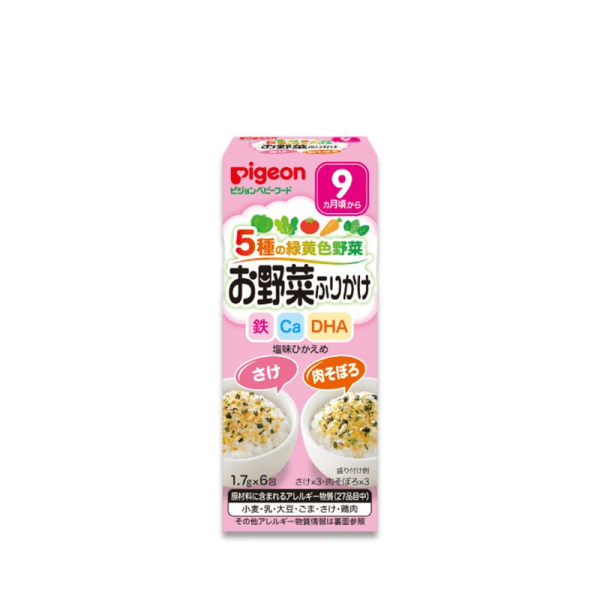 PIGEON Five-Color Vegetable Furikake Rice Seasoning (Ages 9 months+) 1.7 g x 6 pcs (Assorted Flavors Available)