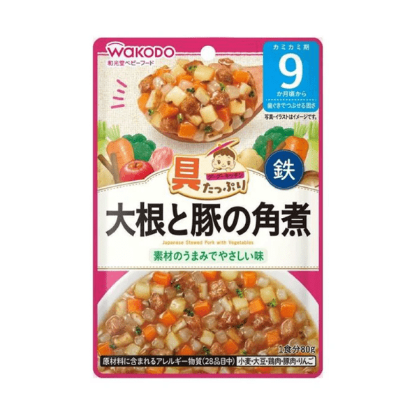 WAKODO Packed with Ingredients Baby Food Pork and Radish 9 Months+ 80g