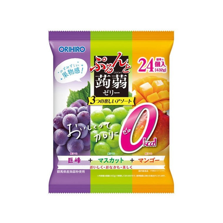 ORIHIRO 0-Calorie Kyoho Grape, Muscat Grape, & Mango Fruit Flavored Jelly 432 g – Bild 2