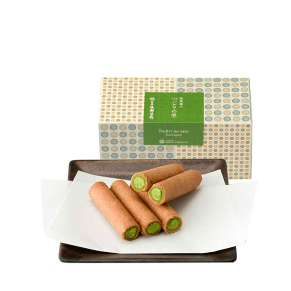 Tsujiri Tsujiri no Sato Matcha Cream Wafer Roll Cookies 8 pcs