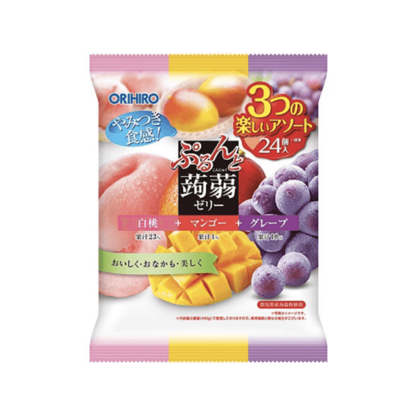 ORIHIRO White Peach/Mango/Grape Konjac Jelly 24 pcs 480g