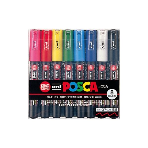 UNI Acrylic Water-Based Markers, 8 Colors, Multiple Options Available