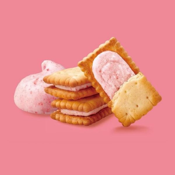 Glico Bisco Strawberry Cream Sandwich Biscuits 15 Pieces