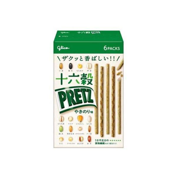 GLICO PRETZ 16 Mixed Grains Roasted Seaweed Flavor Crispy Sticks 50g