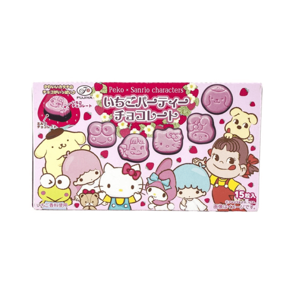 FUJIYA Peko Sanrio Characters Strawberry Party Chocolate 40 g (15 pcs)