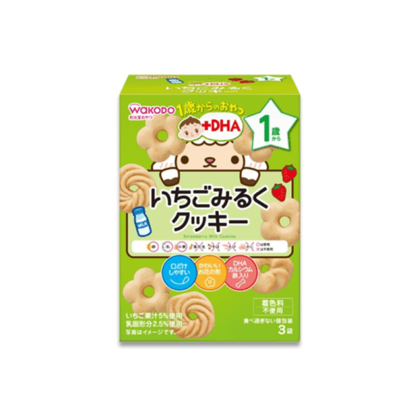 WAKODO Strawberry Milk Cookies (Ages 12 months+) 16 g x 3 pcs