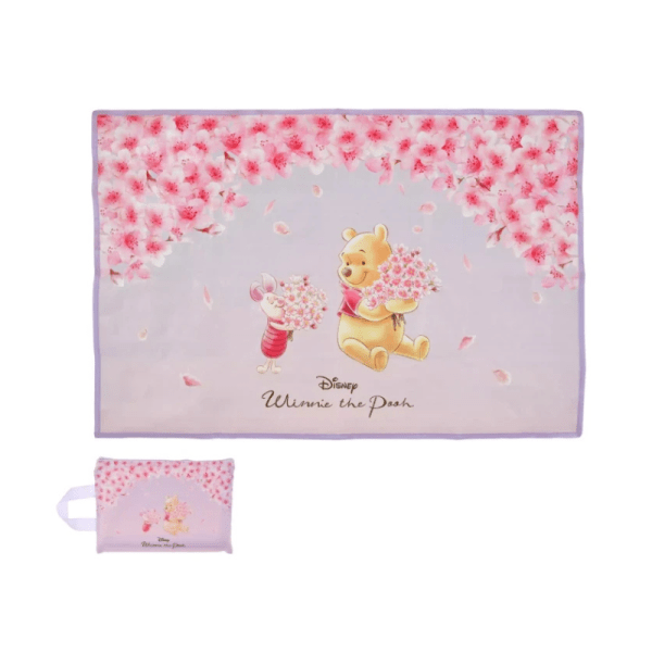 Disney 2025 Cherry Blossom Limited Edition Portable Storage Bag Plush Bed Sheet/Mat with Winnie the Pooh Design