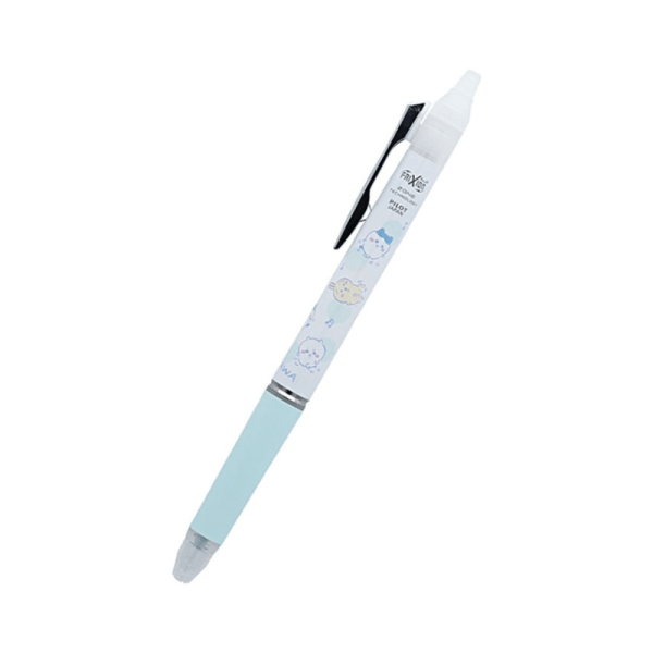 SUNSTAR Chiikawa erasable ballpoint pen, black, 0.5mm, available in two sizes.