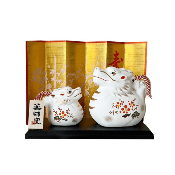 Yakushigama Parent and Child Dragon Clay Ornament Set
