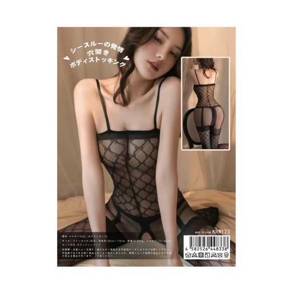 See-through estrus-hole body stockink