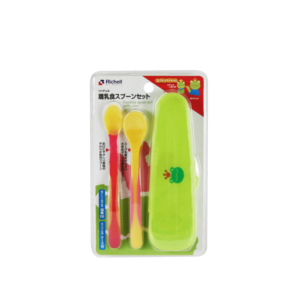 Richell Lunch Baby Feeding Spoon Set With Case 2 Pack