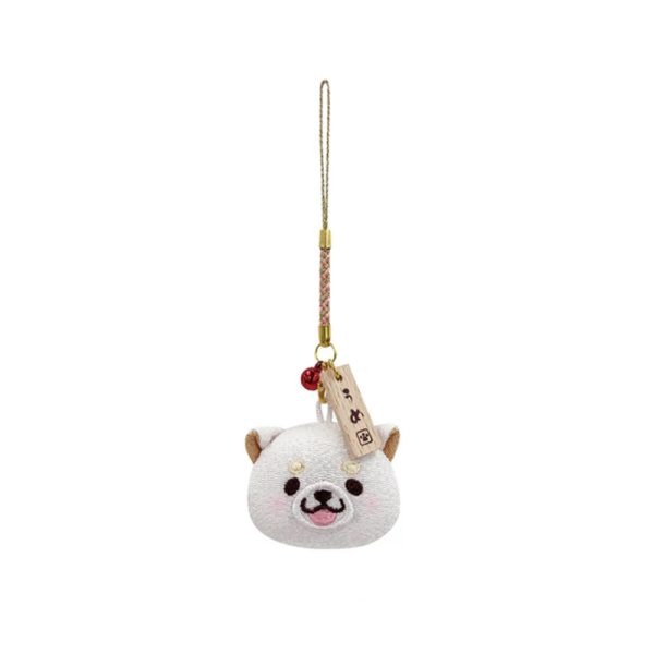 SK-JAPAN Loyal Dog Mochi Shiba Inu Silk Pendant with Plum Blossom