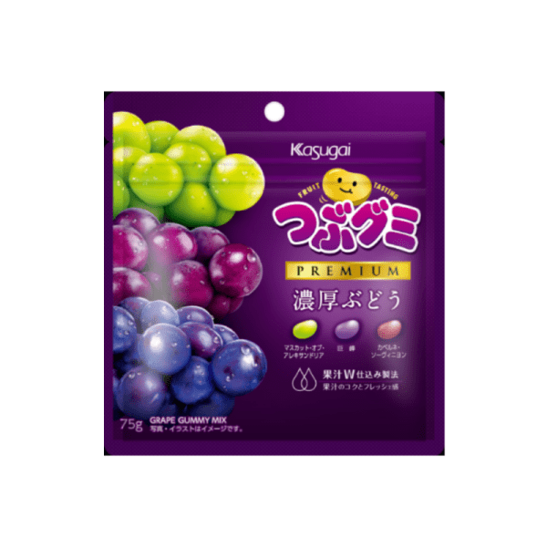 Kasugai Three Rich Grape Juice Flavor Gummy Bites, 75g