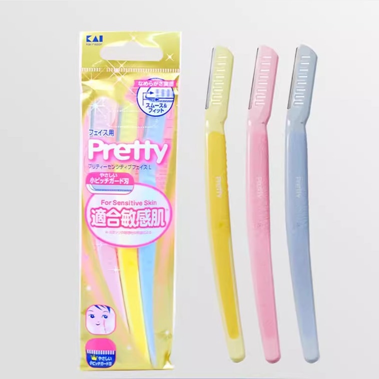 KAI Pretty Eyebrow Razor Sensitive Skin 3-Pack - Image 2