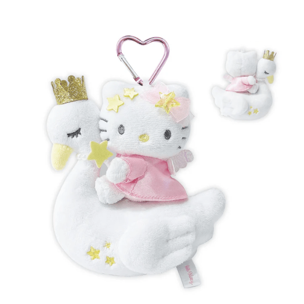 SANRIO Fantasy Swan Series Heart-Shaped Plush Keychain, White [Hello Kitty]
