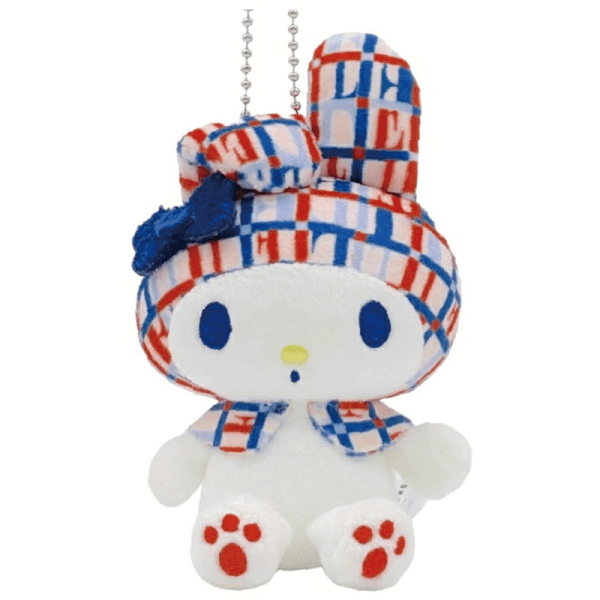 SANRIO & ELLA Collaboration: Colorful Checkered Series Plush Keychains – My Melody/Kuromi