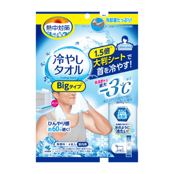 Kobayashi Pharmaceutical Heatstroke Prevention Cooling Towel (Large) 4 pcs