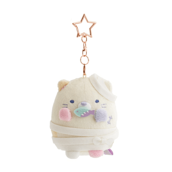 SAN-X Sumikko Gurashi Halloween Limited Plush Keychain – White Cat/Green Penguin