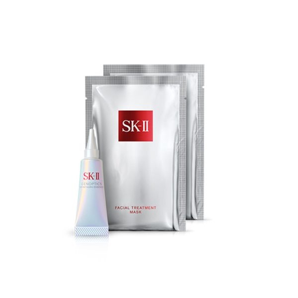 SK-II GenOptics Ultraura Essence & Treatment Mask Set – Whitening Sheet Masks 2 Sheets + Facial Treatment Essence 10ml