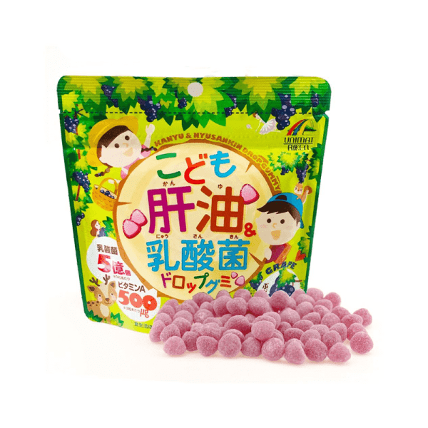 UNIMAT RIKEN Kids Liver Oil & Lactic Acid Grape Flavored Gummy Vitamins 100 pcs