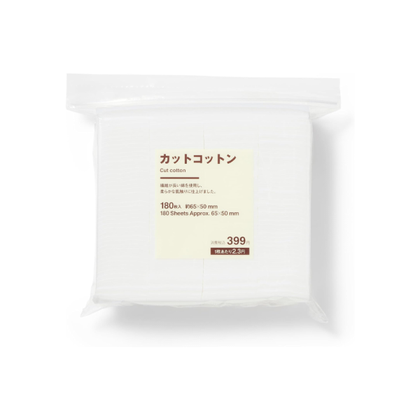 MUJI Cut Cotton Pads Approx 65x50mm 180 Sheets