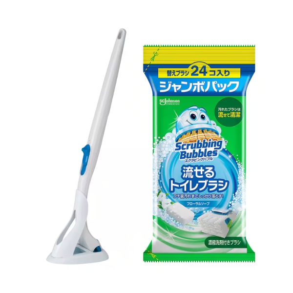Johnson Scrubbing Bubbles Flushable Toilet Brush, Handle + 4 Brushes