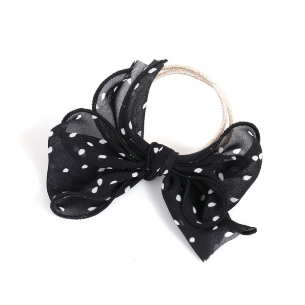 LUPIS Polka Dot Ribbon Hair Tie, Black, V0903