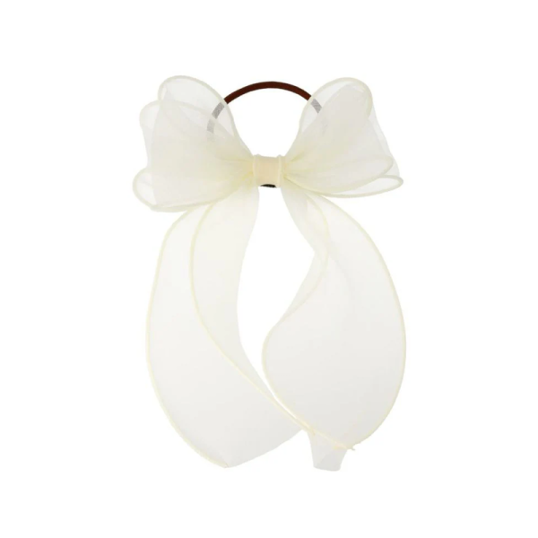 LUPIS Sheer Silk Bow Hair Tie, Ivory