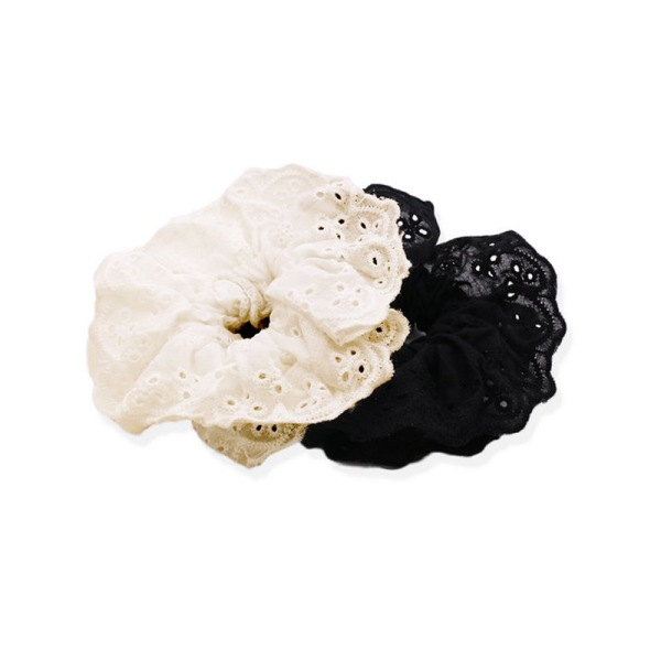 LUPIS White/Black Cotton Lace Hair Tie v2498 (Two options available)