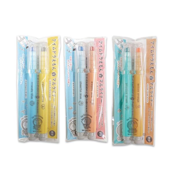 SANRIO Doraemon Limited Edition Fluorescent Markers (2-pack, multiple sizes available)