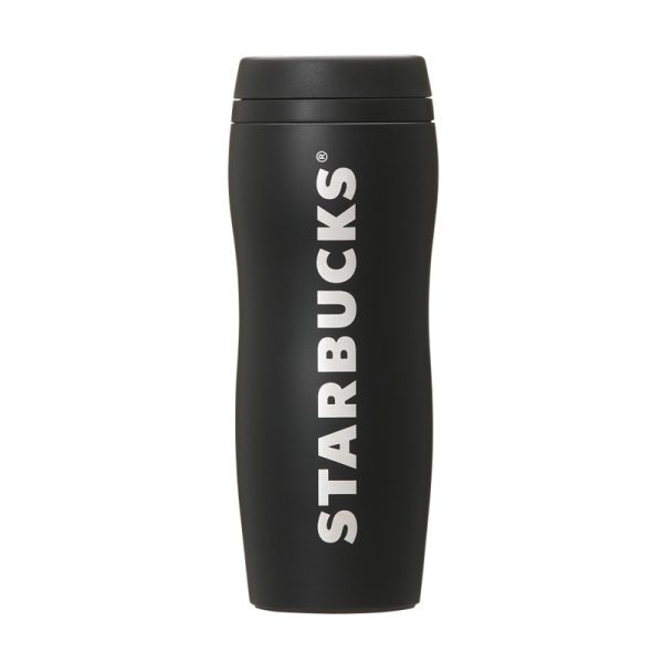 STARBUCKS Curved Stainless Steel Water Bottle, Matte Black, 355ml