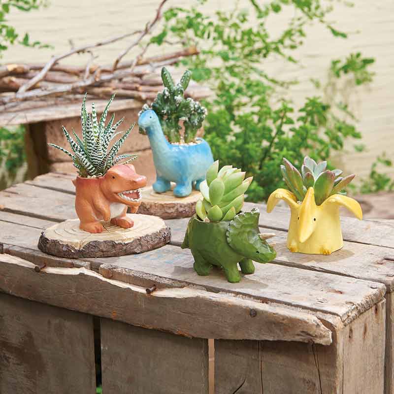 keinet Miniature Stove Pot Dinosaur Non-Draining Succulent Flower Pot Mosasaurus - Image 3