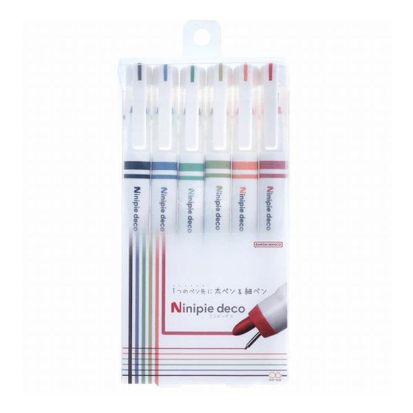 SUNSTAR NINIPIE Dual-Ended Markers (6-Pack, Two Options Available)