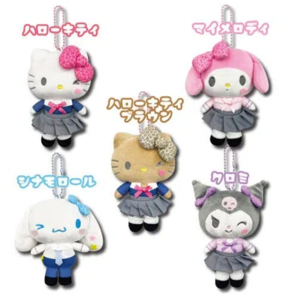 SANRIO Heisei Gyaru Uniform Series Plush Keychains – Multiple Styles Available