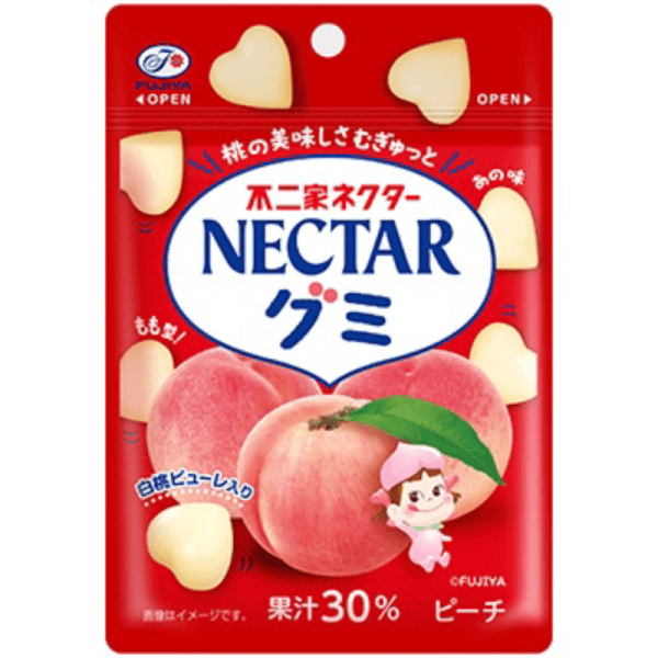 FUJIYA Fuji NECTAR Fruit Juice Heart-shaped Fudge QQ Candy Peach Flavor 48g