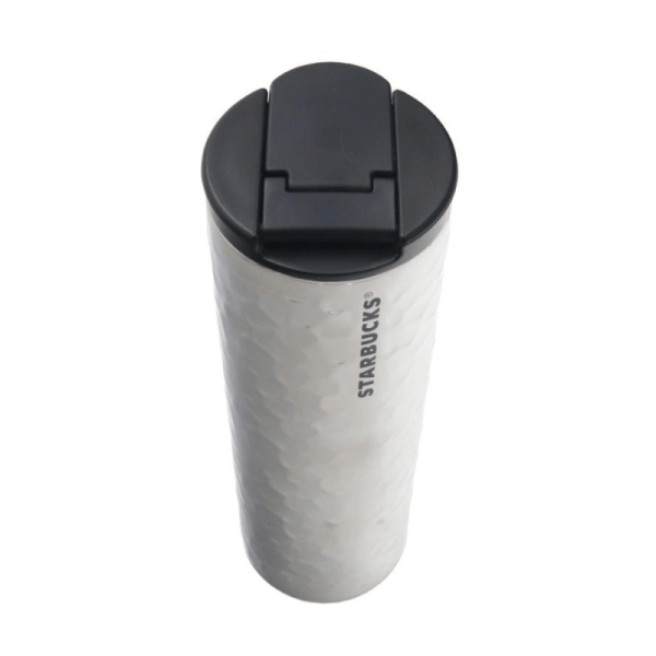 STARBUCKS Concave-Convex Mirror Finish Silver Stainless Steel Insulated Mug 473ml