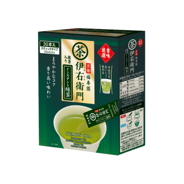 Iemon 30 instant green tea sticks with carefully selected flavors of matcha tea