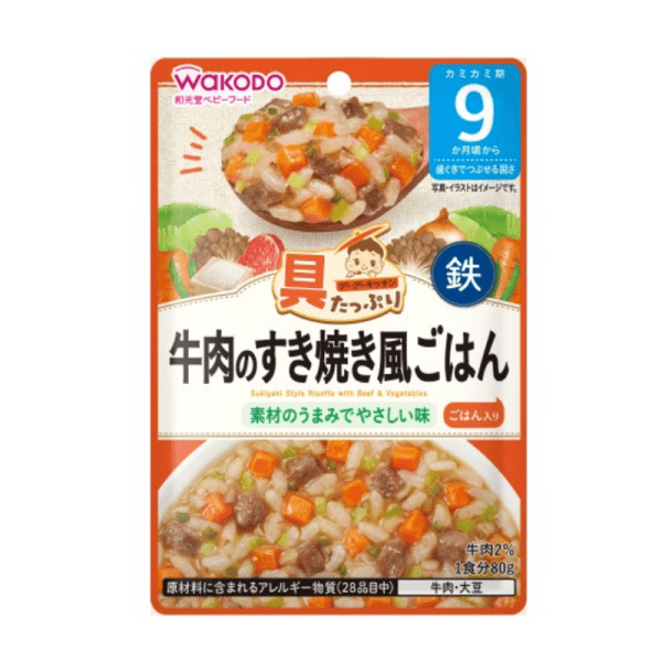 WAKODO Packed with Ingredients Baby Food Beef Sukiyaki Rice 9 Months Plus 80g
