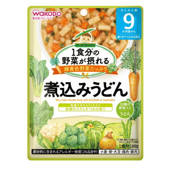 WAKODO Baby Food Vegetable Intake Udon Noodle Puree 9 Months Plus 100g