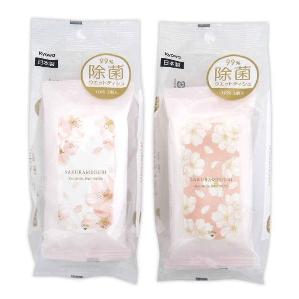 Watts Sakura Limited Edition 99% Antibacterial Wet Wipes Portable Pack 10 Sheets x 3 Packs