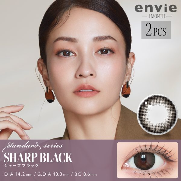 envie Monthly Sharp Black DIA|14.2mm 2pcs Color Contact Lenses