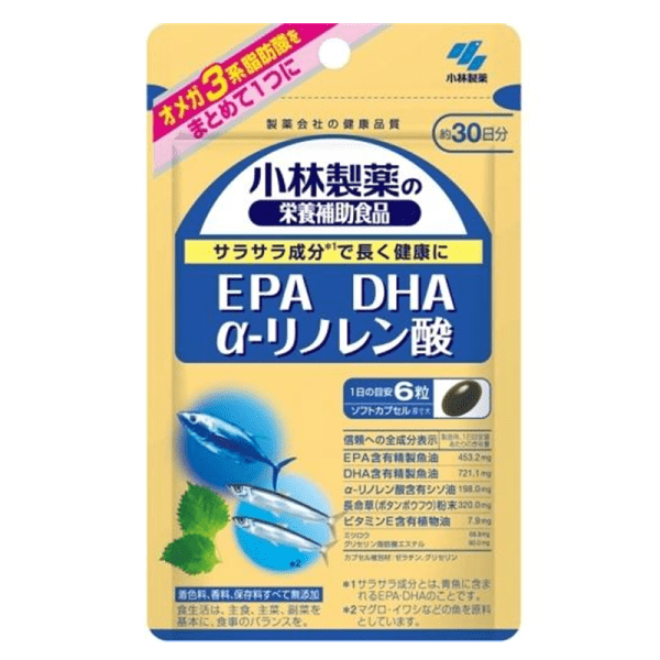 KOBAYASHI Deep Sea Fish Oil Linolenic Acid Capsules 30-Day Supply 180 Capsules