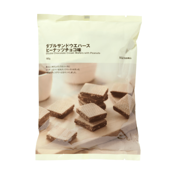 MUJI Large – sized Double – Layered Filled Wafer  Peanut Chocolate Flavor 180g