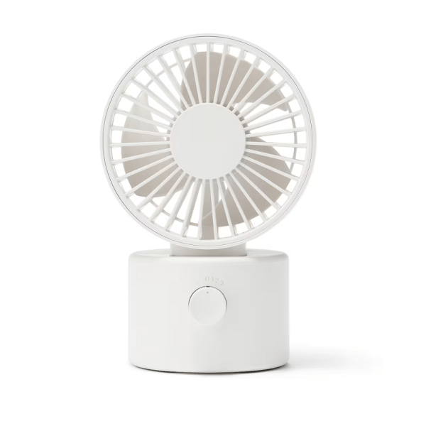 MUJI USB Rechargeable Variable Air Direction Desktop Mini Fan, White/Gray