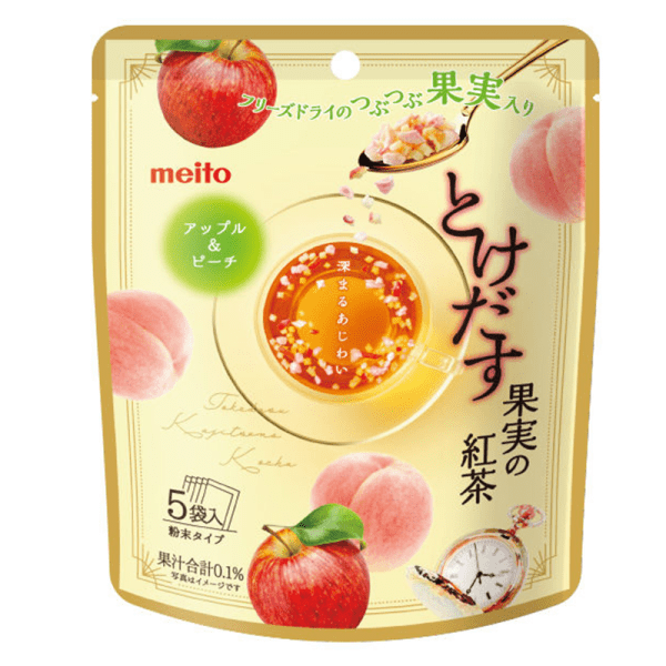 Meito  Fruit  Flavored Instant Black Tea  Apple & White Peach Flavor  5 Sachets