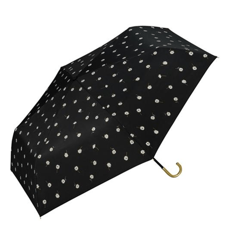 Wpc. daisy pattern folding umbrella black