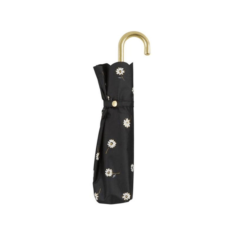 Wpc. daisy pattern folding umbrella black - Image 2